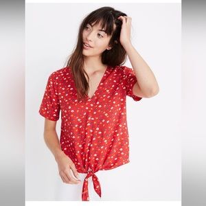 Madewell Novel Tie-Front Top in Prairie Posies Size XS